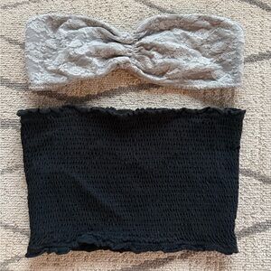 PINK Victoria's Secret Black Smocked Tube Top